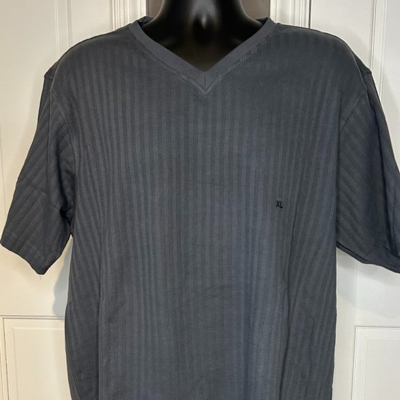 NWT Grey Perry Ellis Rib Knit V neck T - Picture 1 of 7